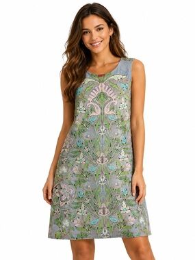Sleeveless Floral A-Line Dress - Reversible